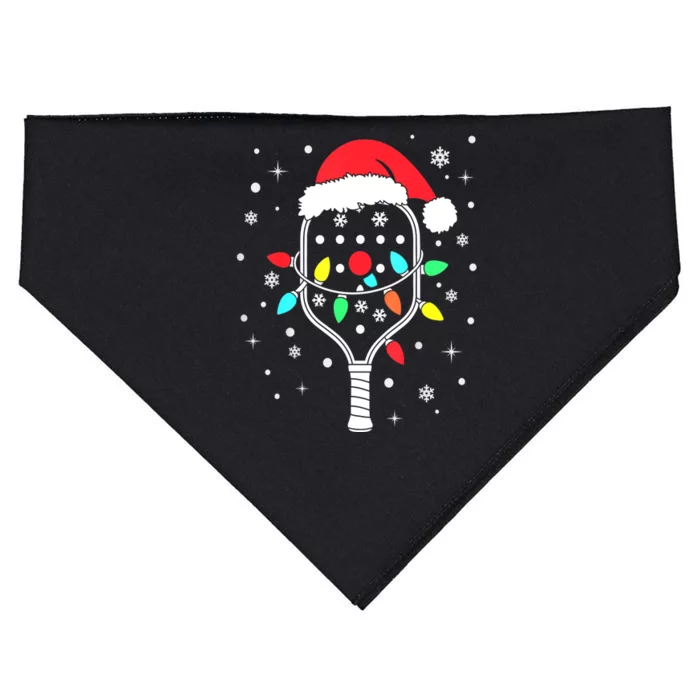 Christmas Pickleball Player Xmas Lights Santa Hat Pickleball Gift USA-Made Doggie Bandana