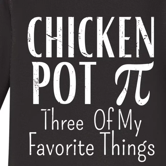 Chicken Pot Pie Funny Math Pun Chicken Pot Pi Day Gift Baby Long Sleeve Bodysuit