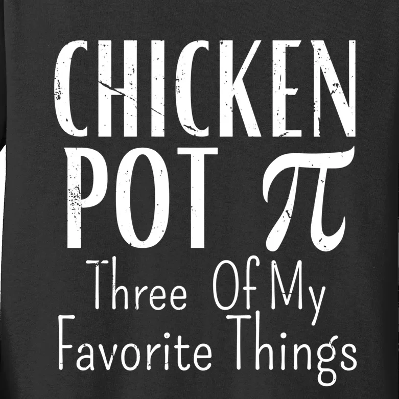 Chicken Pot Pie Funny Math Pun Chicken Pot Pi Day Gift Kids Long Sleeve Shirt