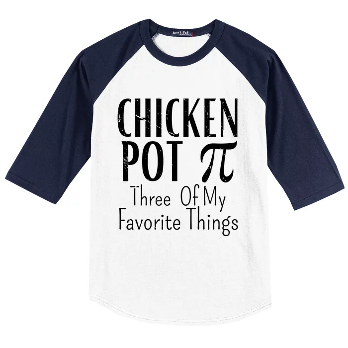 Chicken Pot Pie Funny Math Pun Chicken Pot Pi Day Gift Baseball Sleeve Shirt