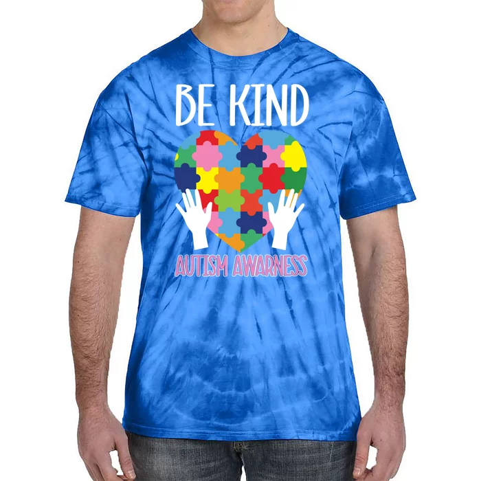 Colorful Puzzle Pieces Asd Be Kind Autism Awareness Gift Tie-Dye T-Shirt