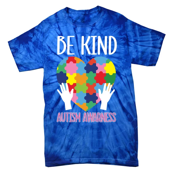 Colorful Puzzle Pieces Asd Be Kind Autism Awareness Gift Tie-Dye T-Shirt