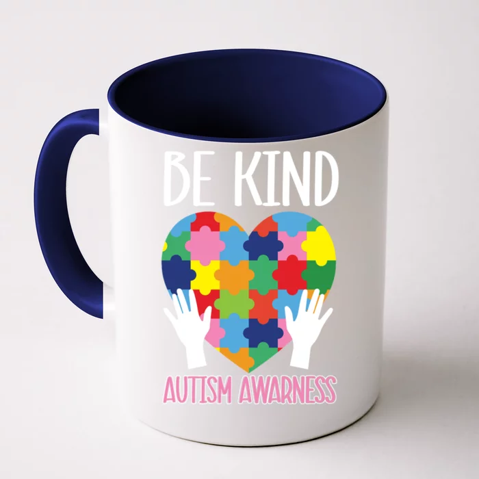 Colorful Puzzle Pieces Asd Be Kind Autism Awareness Gift Front & Back Coffee Mug