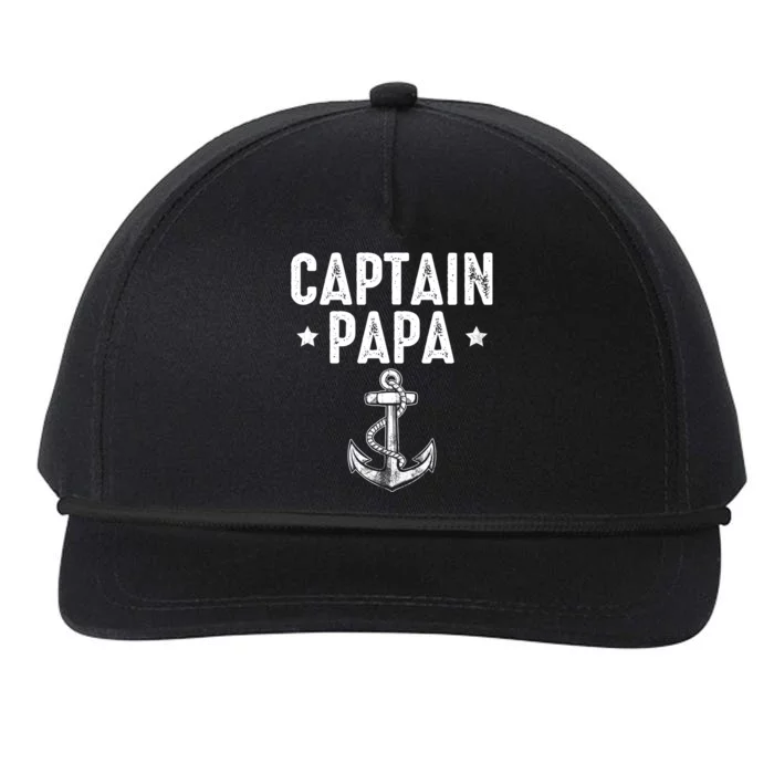 Captain Papa Pontoon Gift Lake Sailor Fishing Boating Snapback Five-Panel Rope Hat