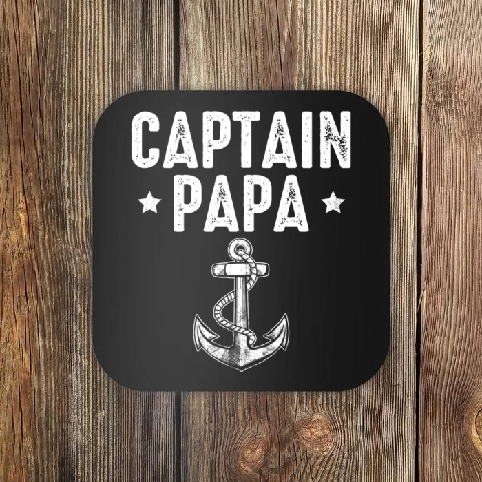 Captain Papa Pontoon Gift Lake Sailor Fishing Boating Coaster