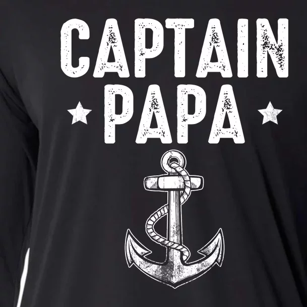 Captain Papa Pontoon Gift Lake Sailor Fishing Boating Cooling Performance Long Sleeve Crew