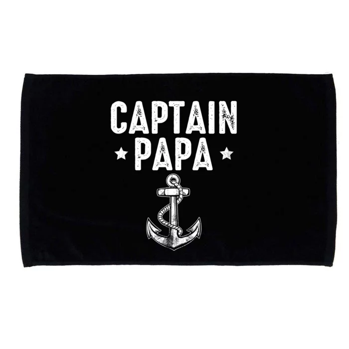 Captain Papa Pontoon Gift Lake Sailor Fishing Boating Microfiber Hand Towel