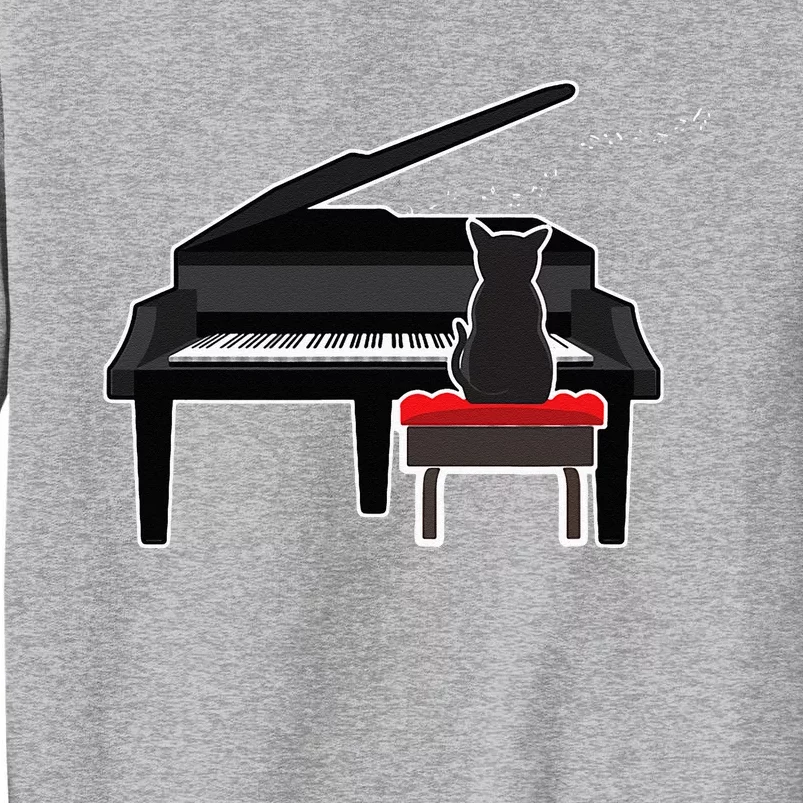 Cat Playing Piano Music Lover Funny Tall Sweatshirt