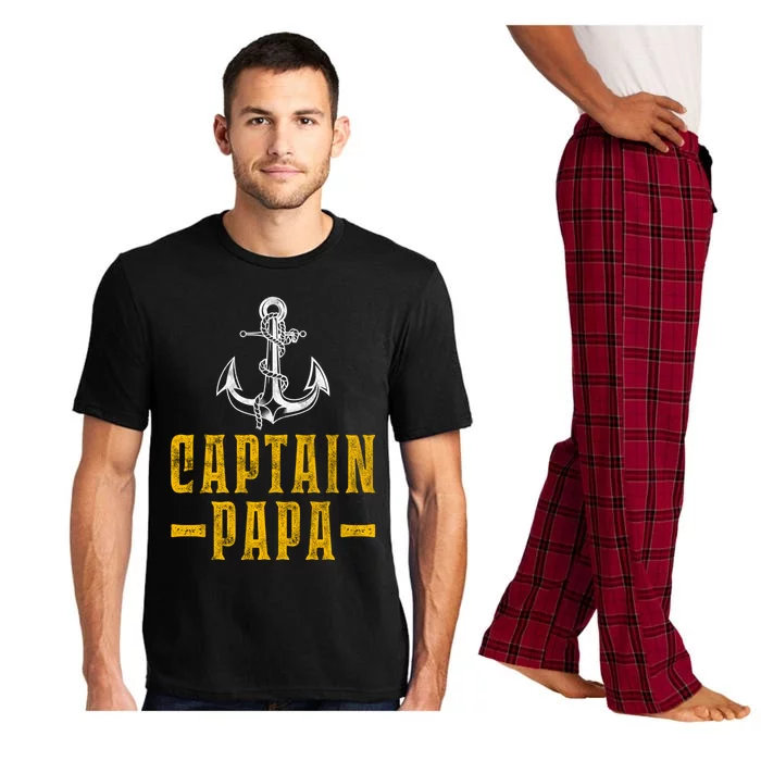 Captain Papa Pontoon Boat Owner Captain Sailors Boating Gift Pajama Set