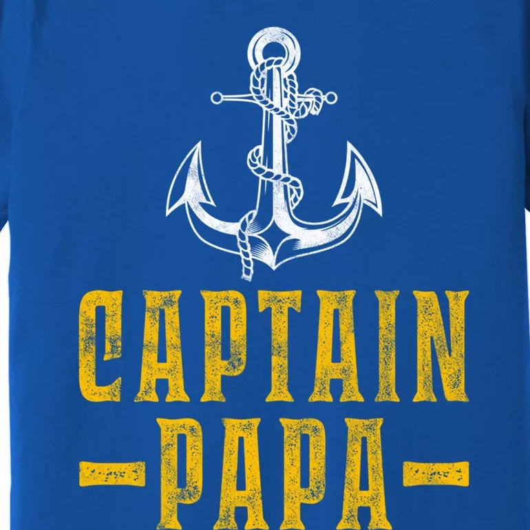 Captain Papa Pontoon Boat Owner Captain Sailors Boating Gift Premium T-Shirt