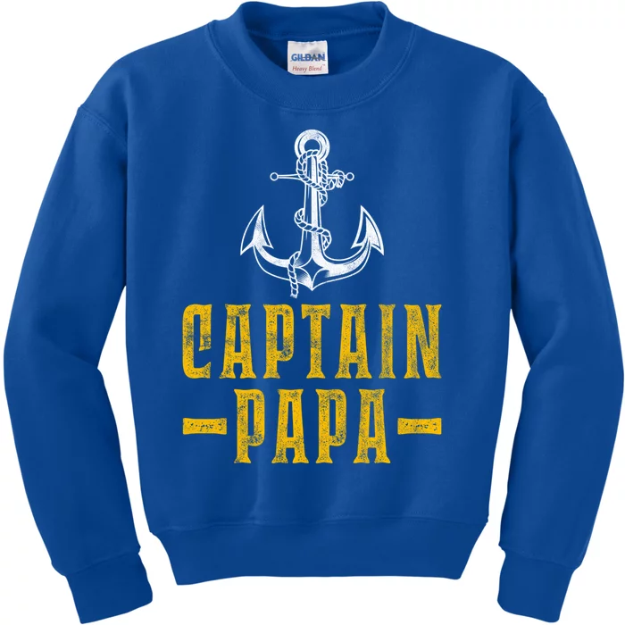 Captain Papa Pontoon Boat Owner Captain Sailors Boating Gift Kids Sweatshirt