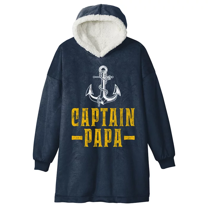 Captain Papa Pontoon Boat Owner Captain Sailors Boating Gift Hooded Wearable Blanket