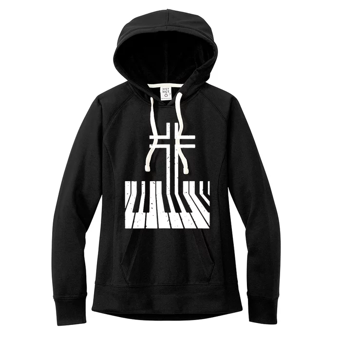 Christian Piano Player Gift Design Piano Teacher Keyboard Women's Fleece Hoodie