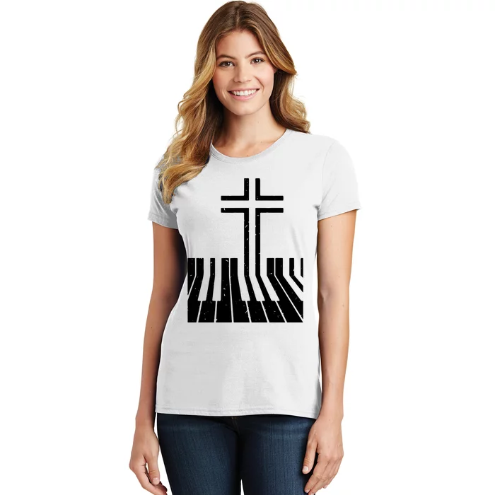 Christian Piano Player Gift Design Piano Teacher Keyboard Women's T-Shirt