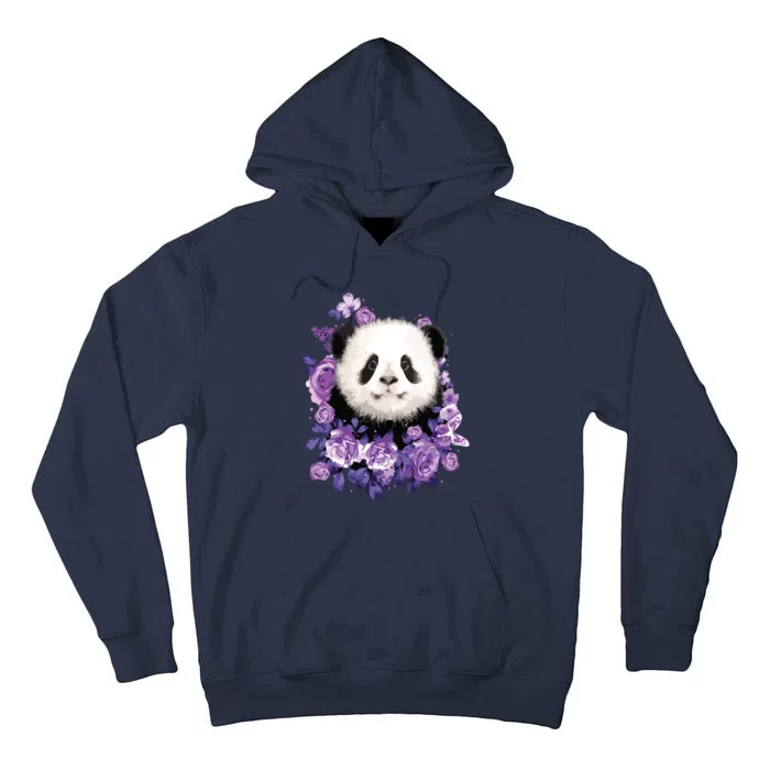 Cute Panda Purple Flowers Panda Lovers Gift Tall Hoodie