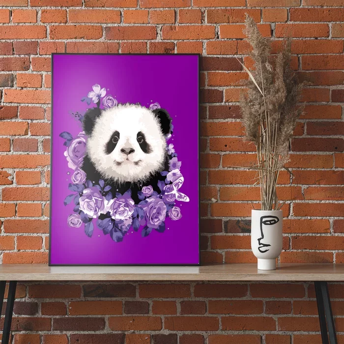 Cute Panda Purple Flowers Panda Lovers Gift Poster