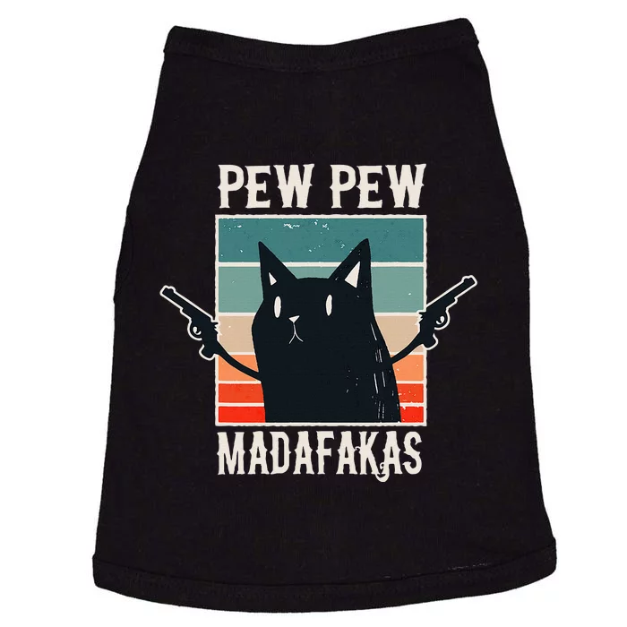 Cat Pew Pew Madafakas Retro Vintage Gift Doggie Tank