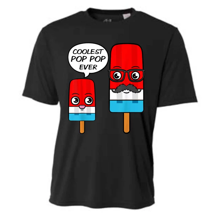 Coolest Pop Pop Ever Grandfather Popsicle Ice Cream Cooling Performance Crew T-Shirt