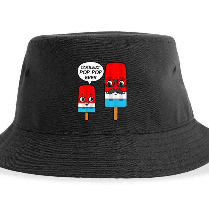 Coolest Pop Pop Ever Grandfather Popsicle Ice Cream Sustainable Bucket Hat