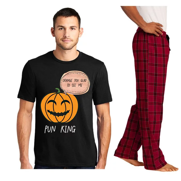 Carved Pumpkin Pun King Funny Halloween Pun Joke Dad Joke Gift Pajama Set