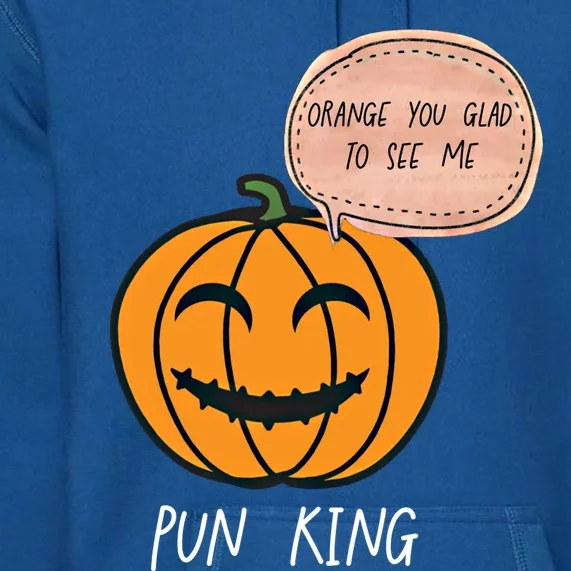 Carved Pumpkin Pun King Funny Halloween Pun Joke Dad Joke Gift Premium Hoodie