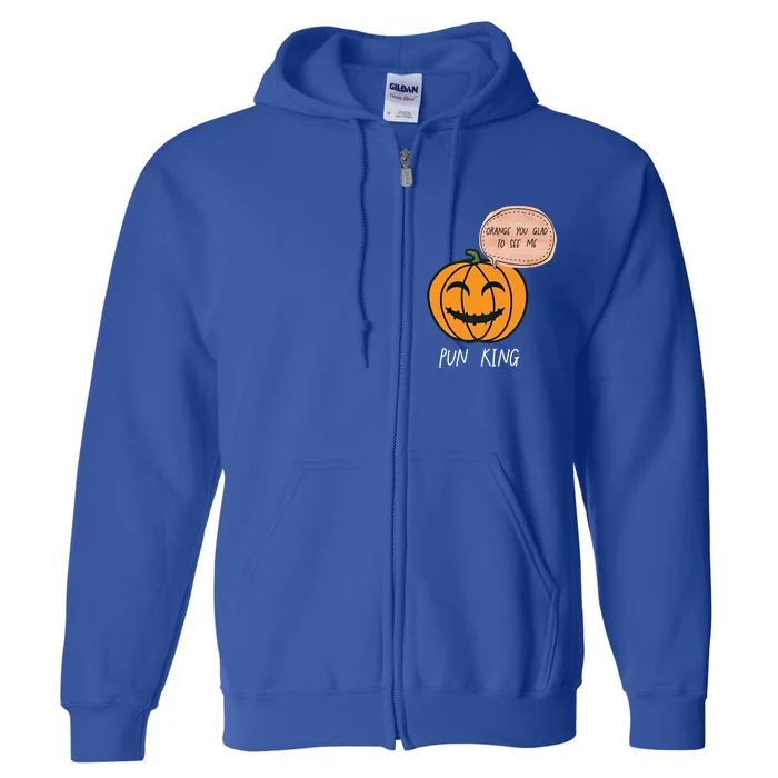 Carved Pumpkin Pun King Funny Halloween Pun Joke Dad Joke Gift Full Zip Hoodie