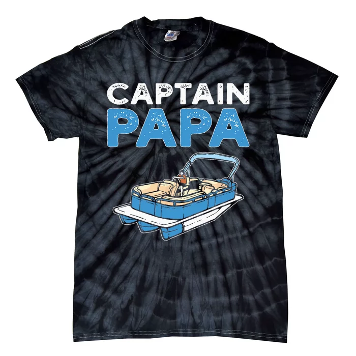 Captain Papa. Pontoon Boat Captain Tie-Dye T-Shirt