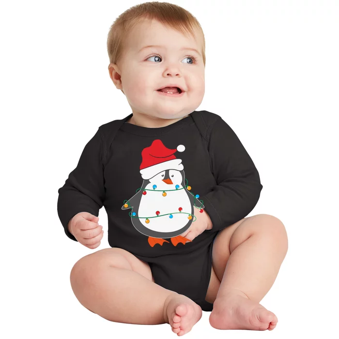 Cute Penguin Pajama Christmas Family Matching Baby Long Sleeve Bodysuit