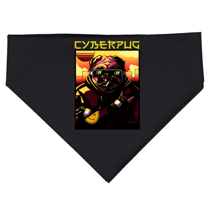 Cyberpug Parody Pug Dog Cyber Punk USA-Made Doggie Bandana