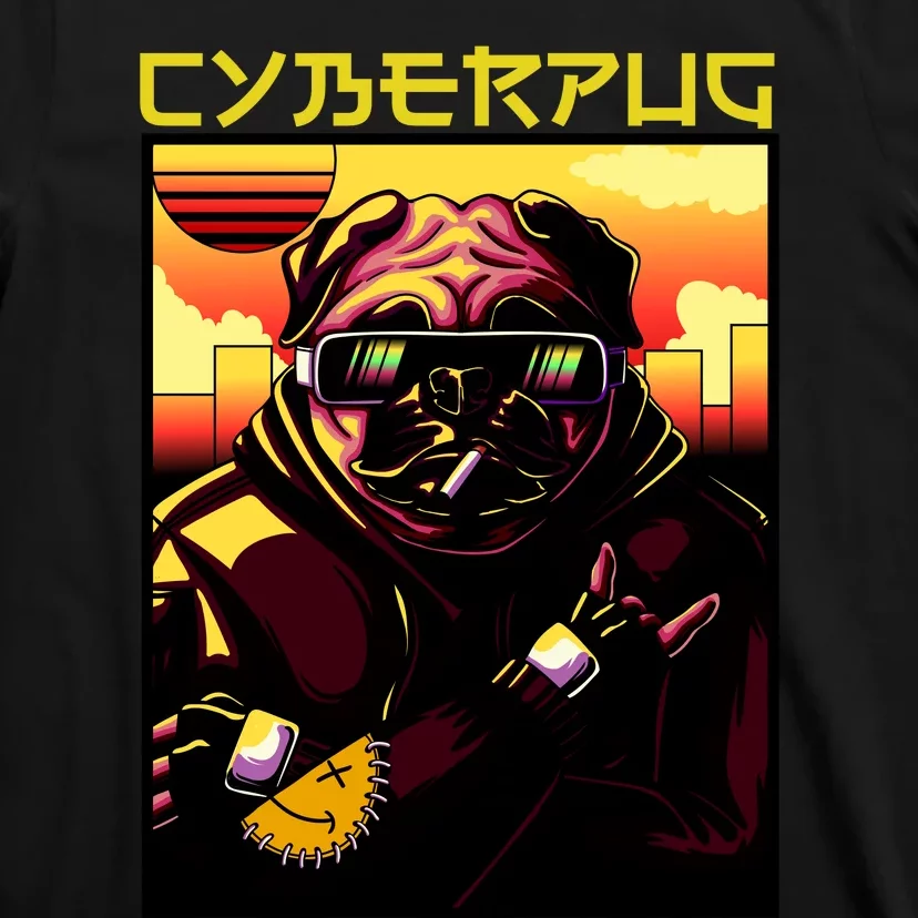 Cyberpug Parody Pug Dog Cyber Punk T-Shirt