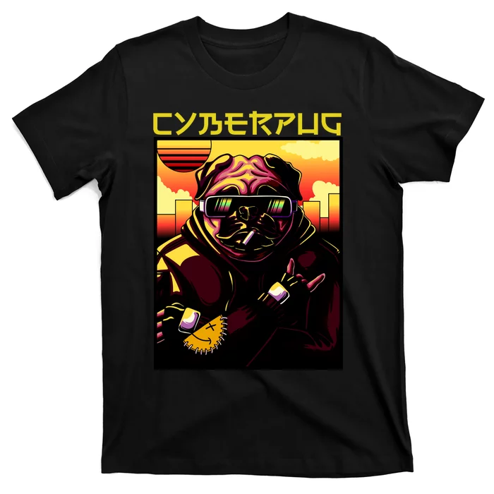 Cyberpug Parody Pug Dog Cyber Punk T-Shirt