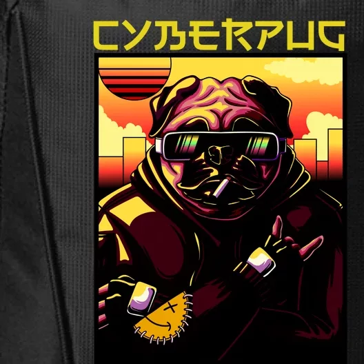 Cyberpug Parody Pug Dog Cyber Punk City Backpack