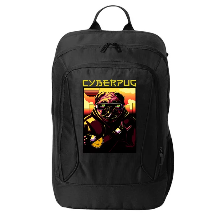 Cyberpug Parody Pug Dog Cyber Punk City Backpack