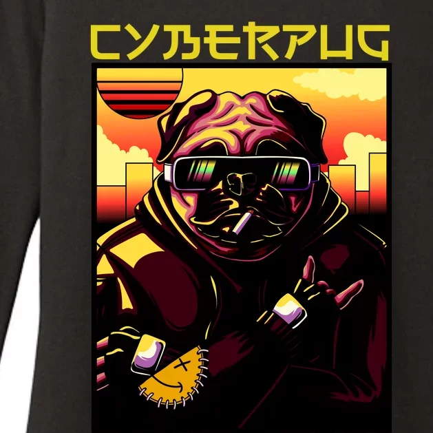 Cyberpug Parody Pug Dog Cyber Punk Womens CVC Long Sleeve Shirt