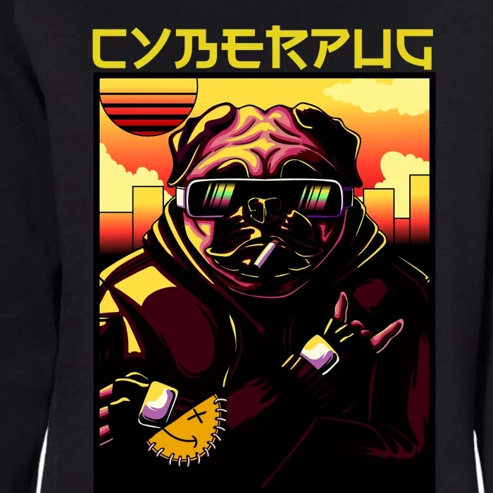 Cyberpug Parody Pug Dog Cyber Punk Womens California Wash Sweatshirt