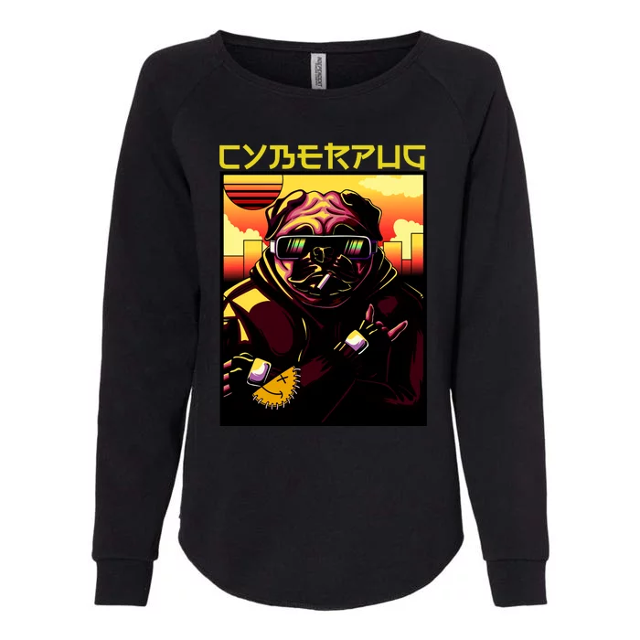 Cyberpug Parody Pug Dog Cyber Punk Womens California Wash Sweatshirt