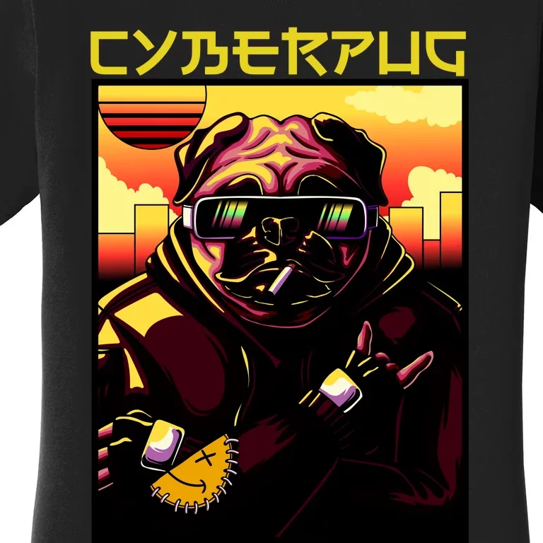 Cyberpug Parody Pug Dog Cyber Punk Women's T-Shirt