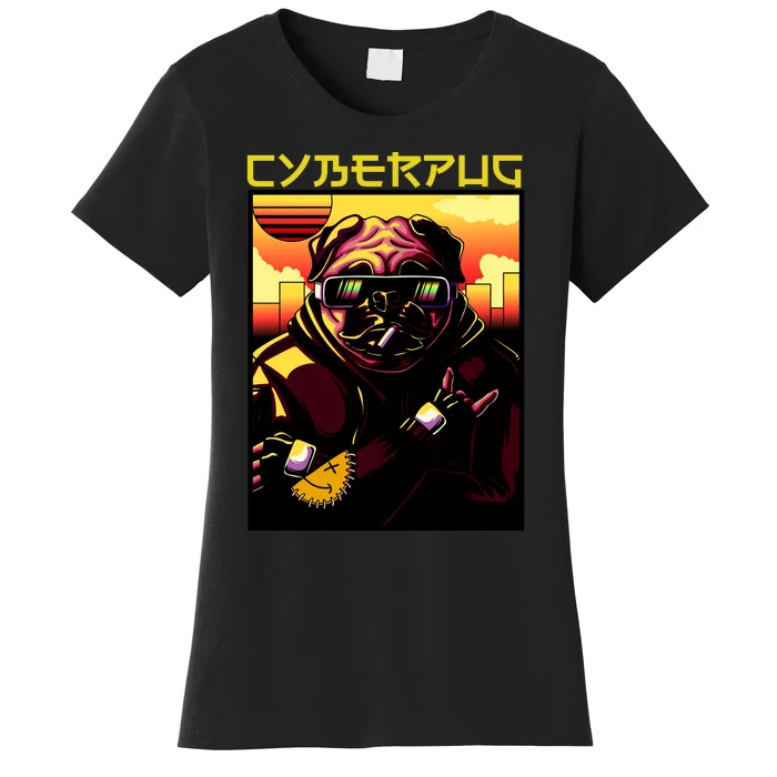 Cyberpug Parody Pug Dog Cyber Punk Women's T-Shirt