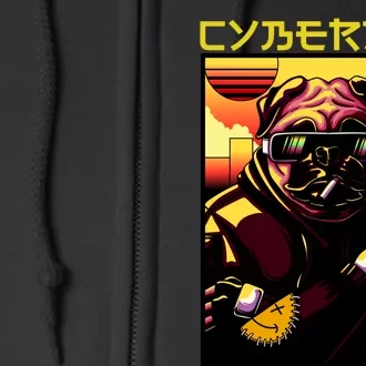 Cyberpug Parody Pug Dog Cyber Punk Full Zip Hoodie