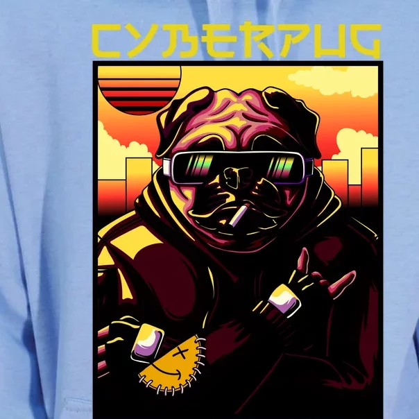 Cyberpug Parody Pug Dog Cyber Punk Unisex Surf Hoodie