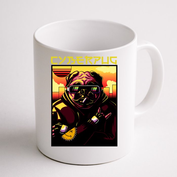 Cyberpug Parody Pug Dog Cyber Punk Front & Back Coffee Mug