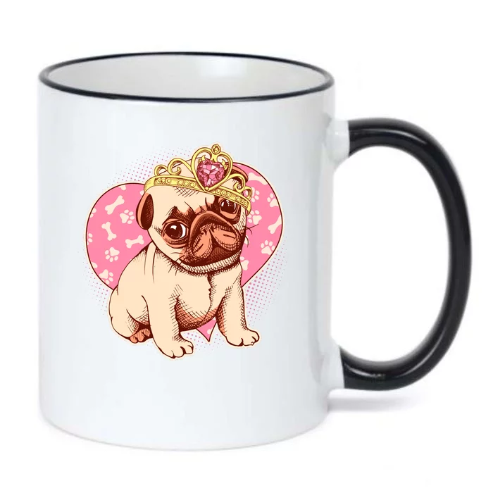 Cute Princess Pug Dog Black Color Changing Mug