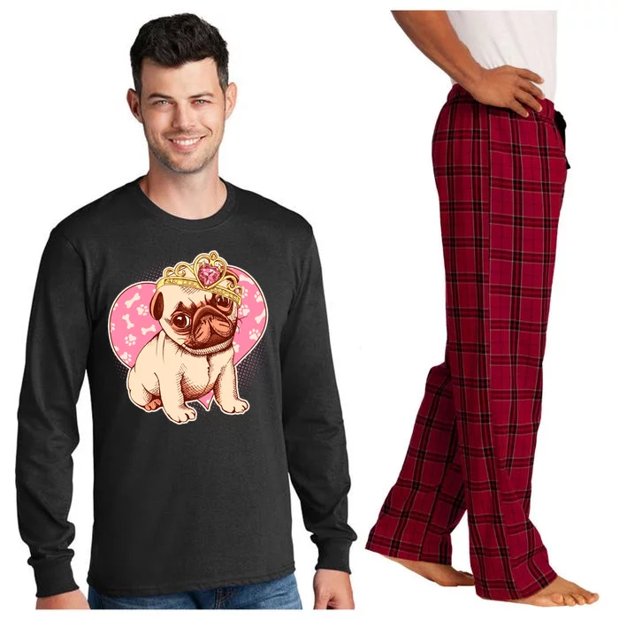 Cute Princess Pug Dog Long Sleeve Pajama Set