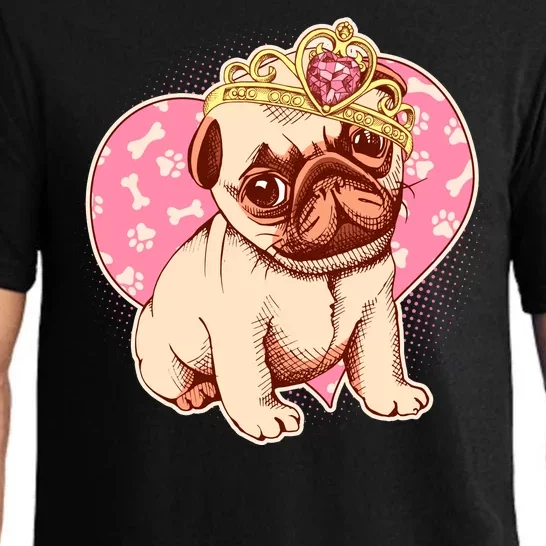 Cute Princess Pug Dog Pajama Set