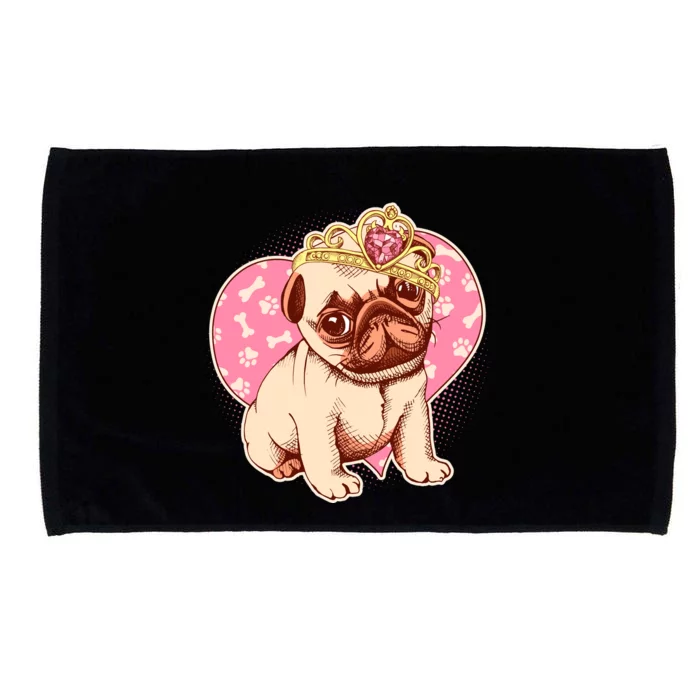 Cute Princess Pug Dog Microfiber Hand Towel