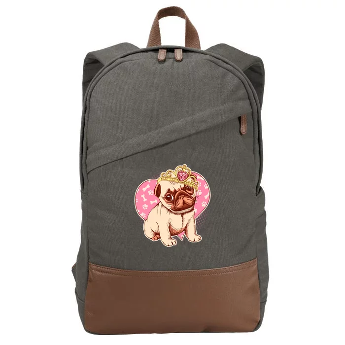 Cute Princess Pug Dog Cotton Canvas Backpack