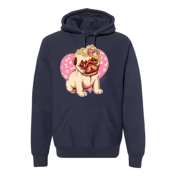 Cute Princess Pug Dog Premium Hoodie