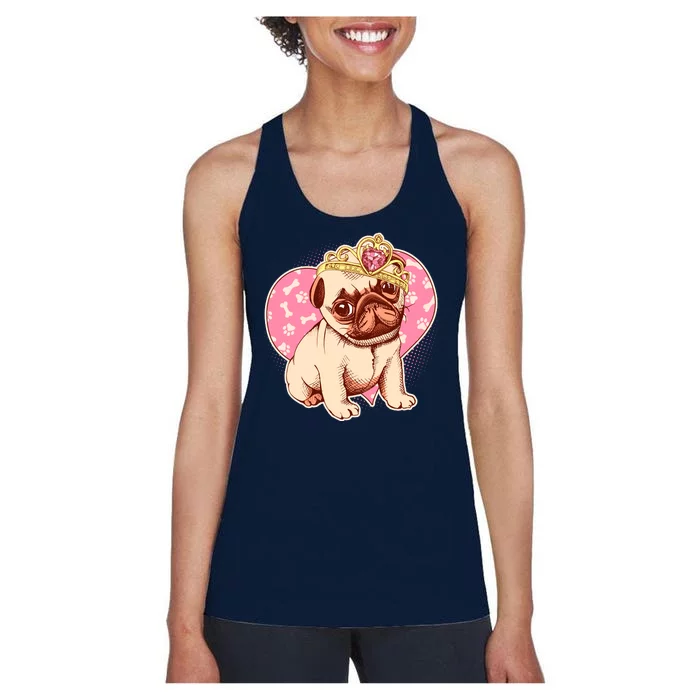 Cute Princess Pug Dog Women's Racerback Tank