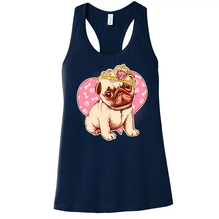 Cute Princess Pug Dog Women's Racerback Tank