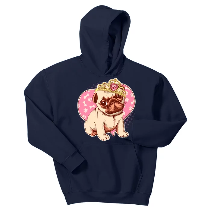 Cute Princess Pug Dog Kids Hoodie